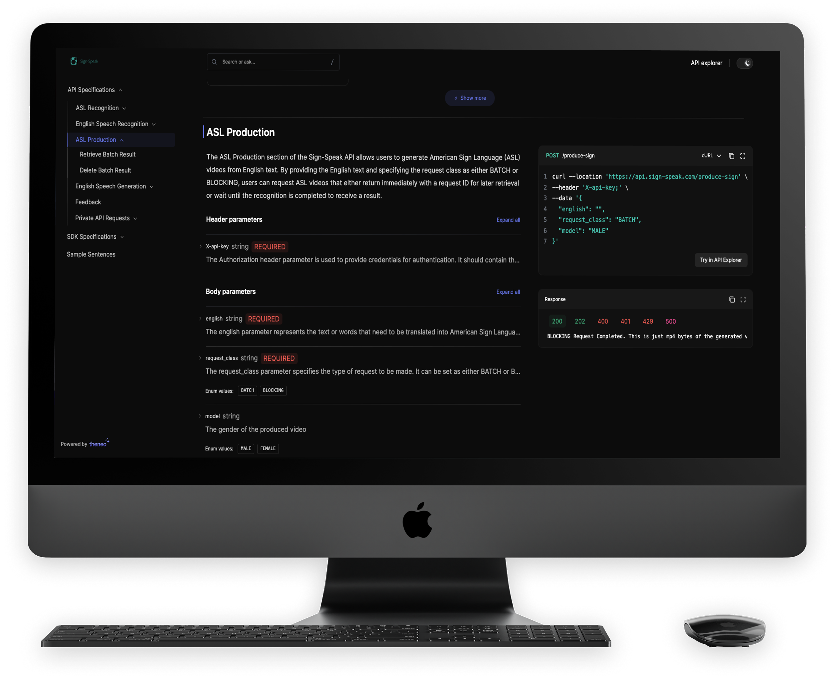 Sign-Speak API and SDK dashboard